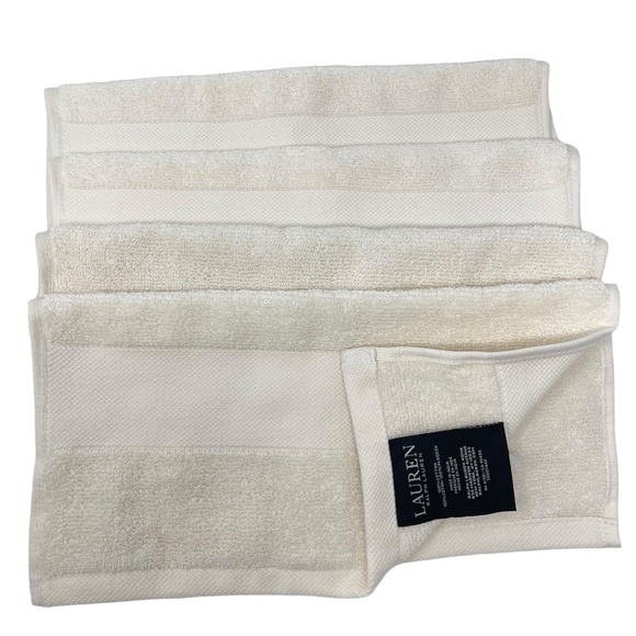 Lauren Ralph Lauren Wescott Linen Cream set of 4 wash cloths New - Picture 3 of 6